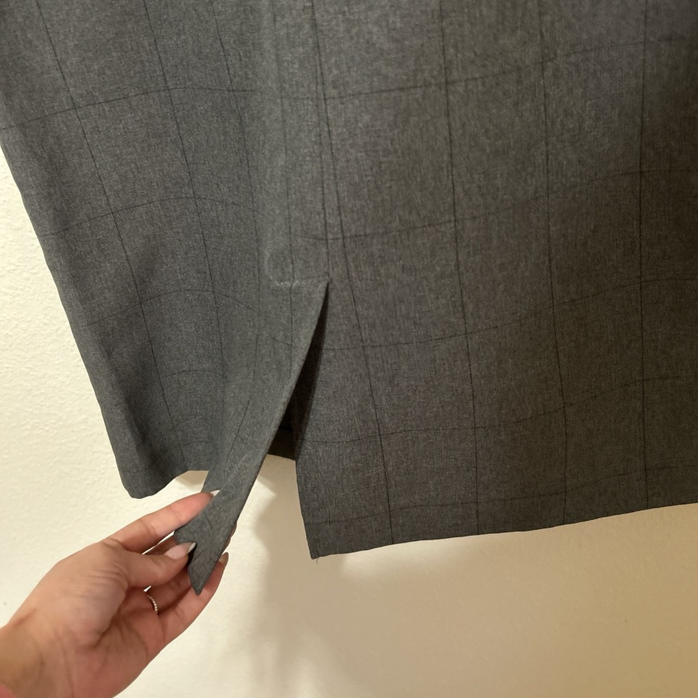 K Petite Grey Windowpane Plaid Sheath Dress - Size 8P - Picture 9 of 10